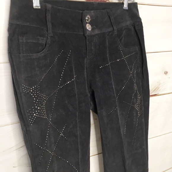 VO JEANS Gray Velour Pants Rhinestones Bling NWOT - Picture 4 of 10